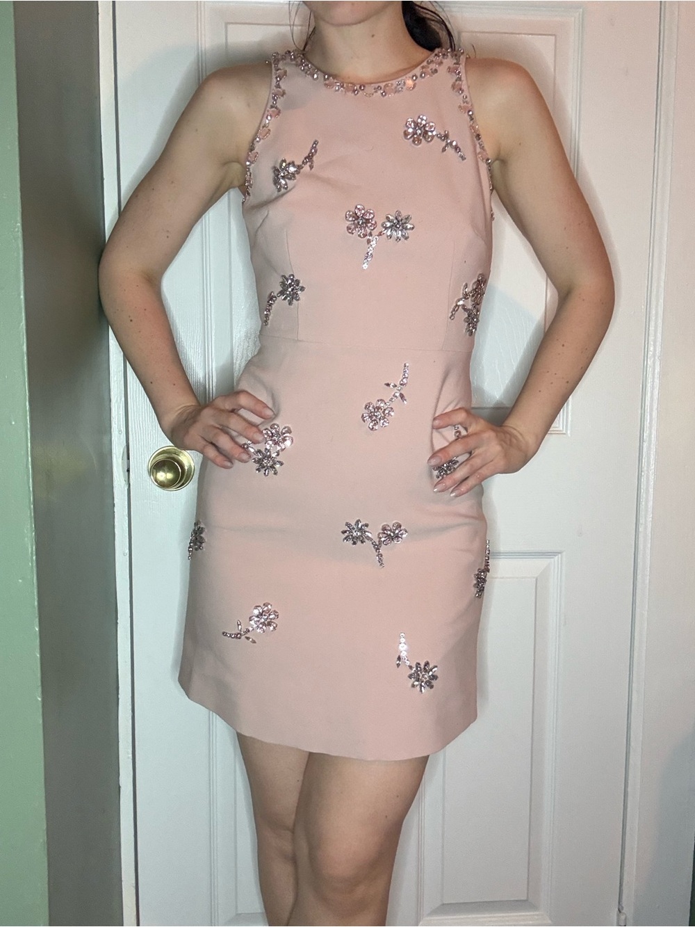 Kate Spade Blush Pink Floral Embellished Dress size 2